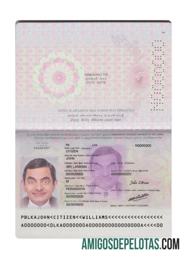 Passaporte do Sri Lanka versão 2 amostra